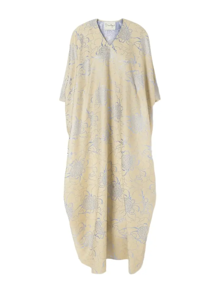 Dima Ayad Floral-embroidered Woven Kaftan