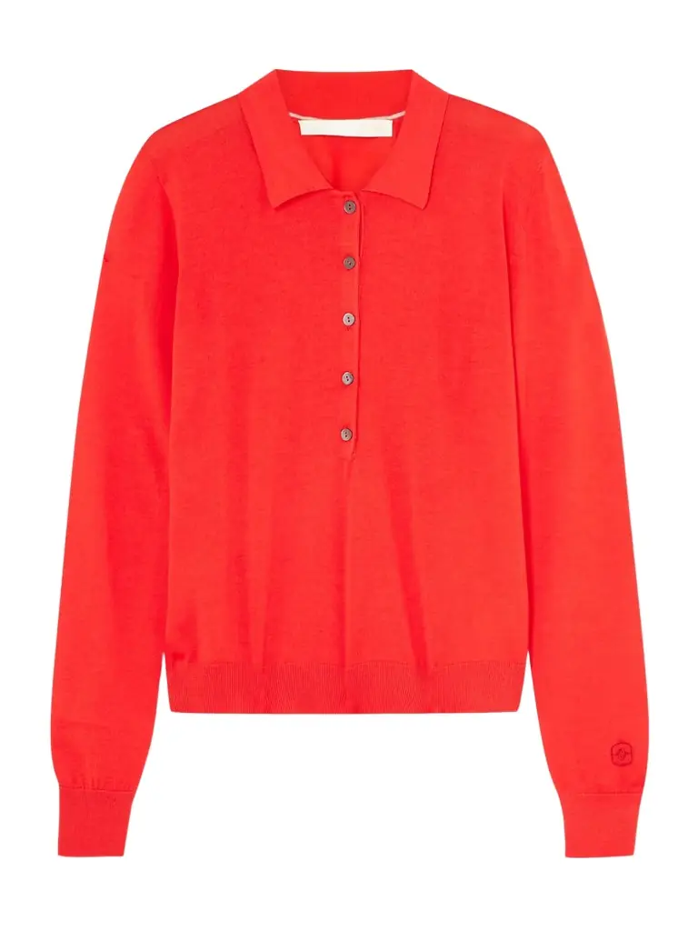 RÙADH Dea Embroidered Merino Wool Polo Sweater