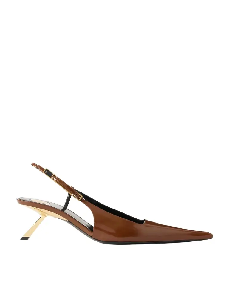 Saint Laurent Lee Glossed-leather Sandals