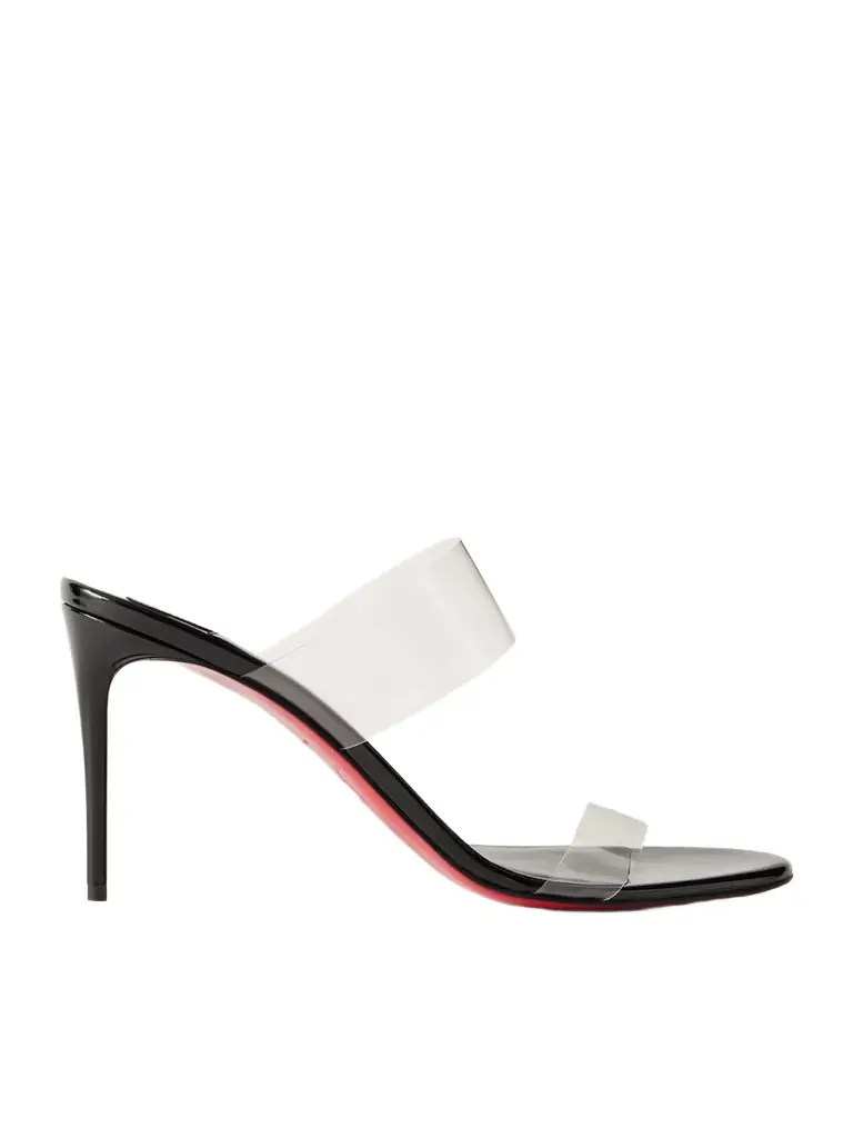 Christian Louboutin Just Nothing 85 Pvc And Patent-leather Mules