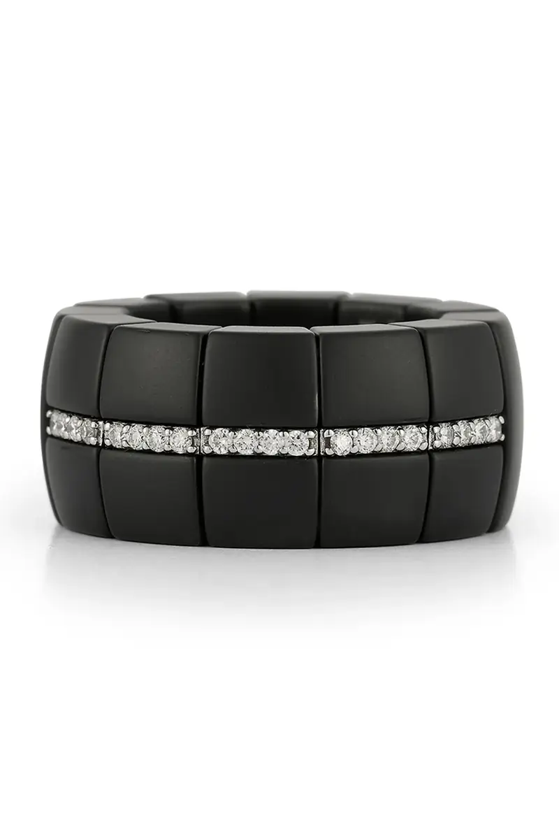 ROBERTO DEMEGLIO Diamond Five Bar Matte Black Domino Luco Stretch Ring