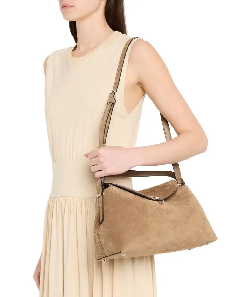 Toteme T Lock Suede Top-Handle Bag