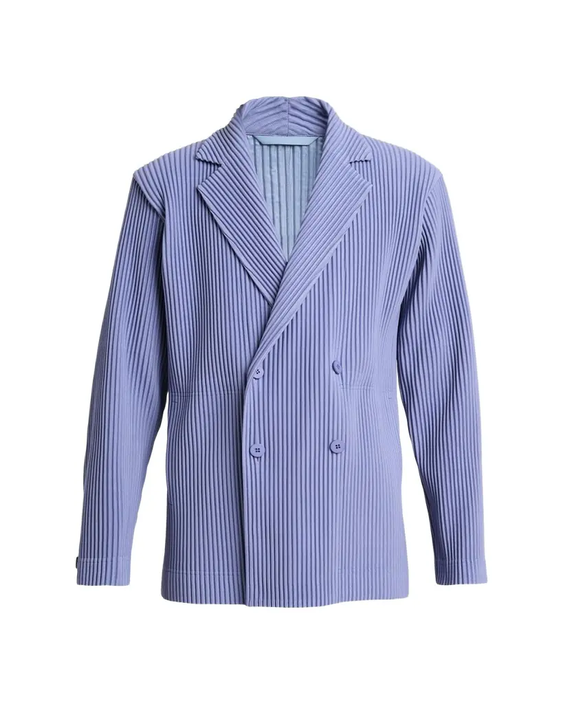 Homme Plisse Issey Miyake Men's Pleated Double-Breasted Blazer