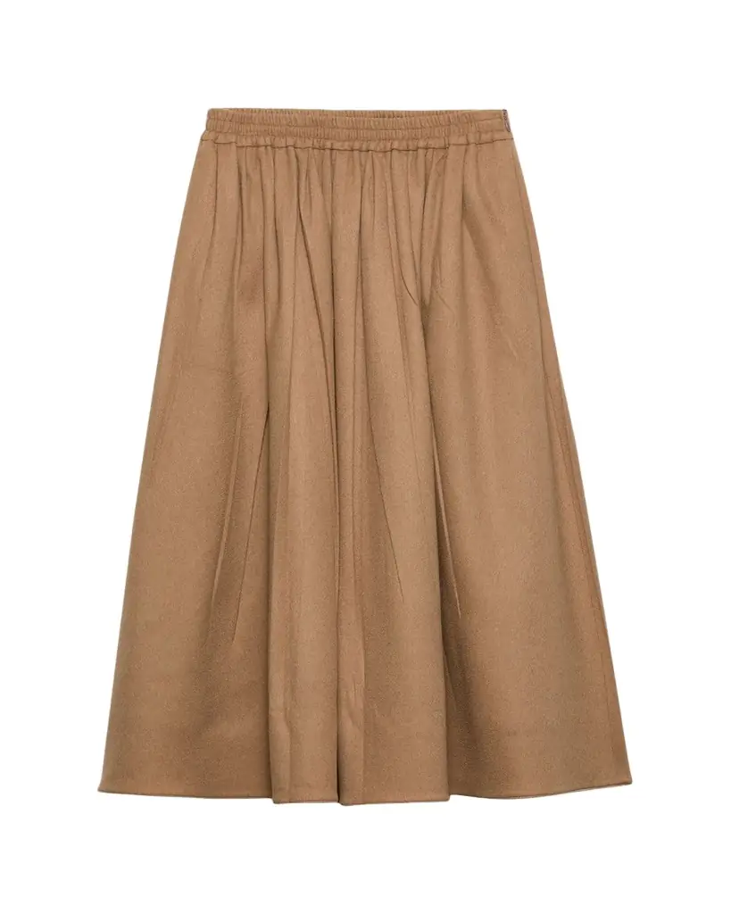 Prada Camel Wool Circle Midi Skirt