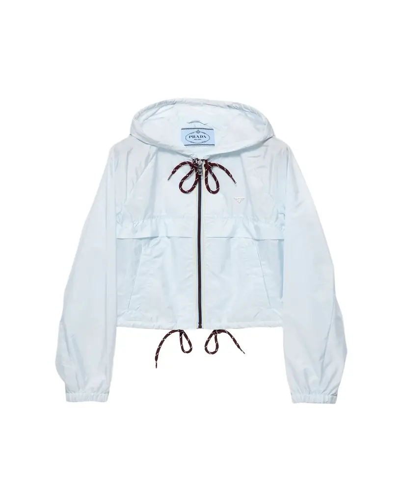 Cropped Re-Nylon Hooded Zip Jacket