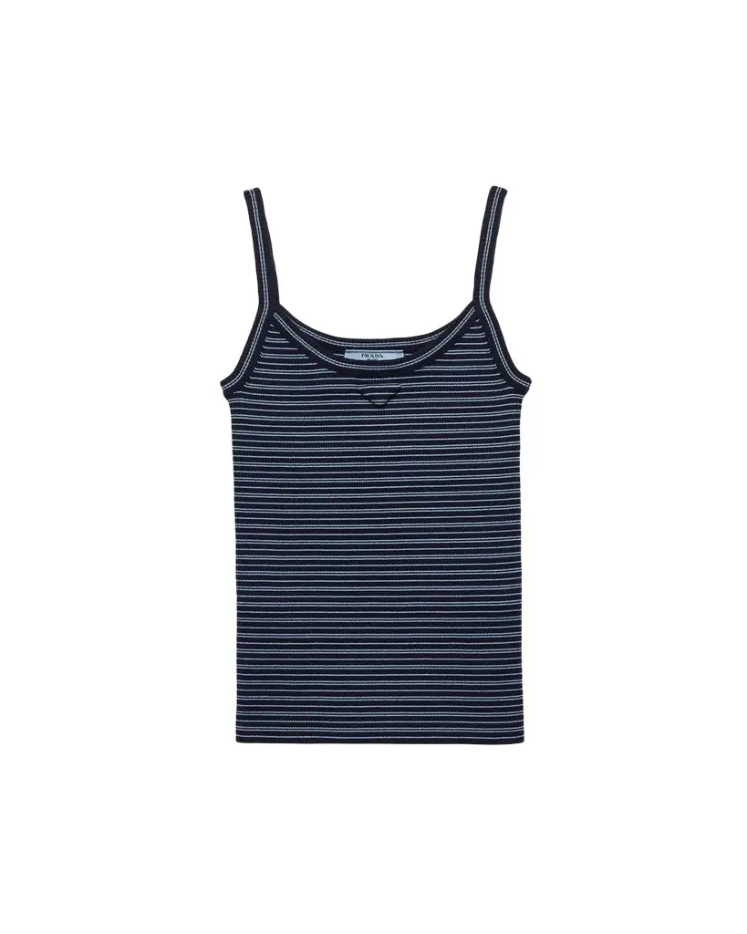 Prada Striped Cotton Knit Tank Top
