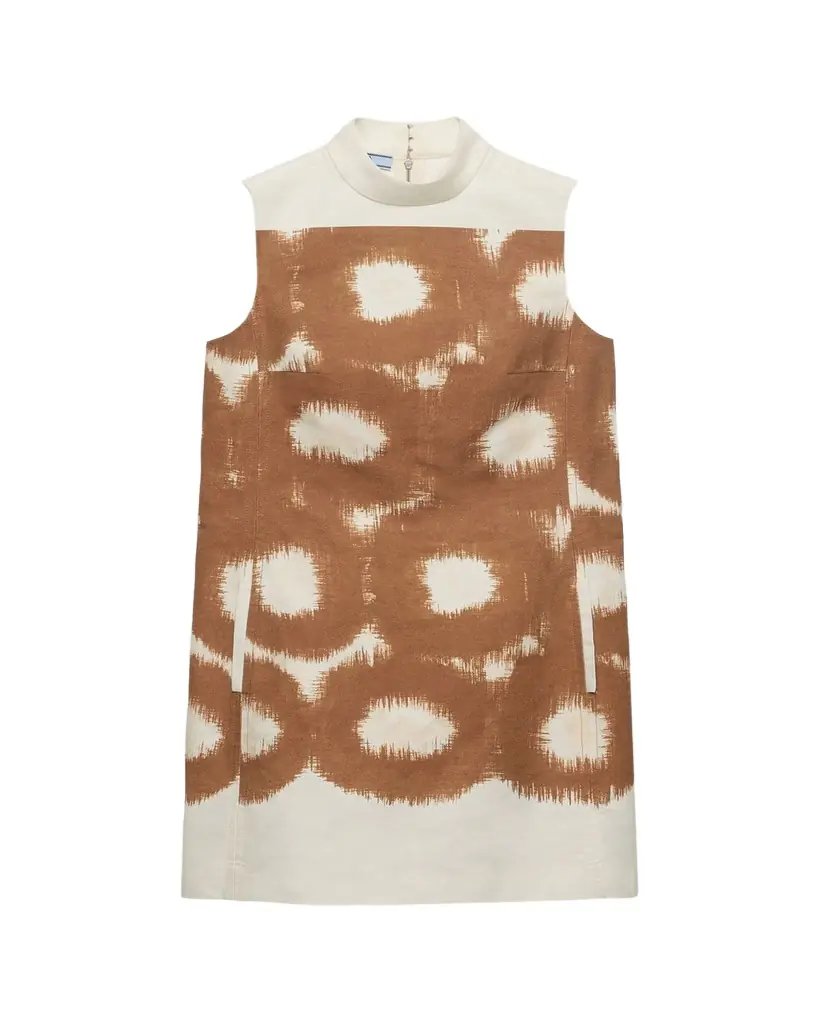 Prada Circle-Print Canvas Sleeveless Mini Dress