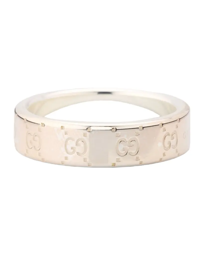 Gucci Men 's Signature Sterling Silver Band Ring