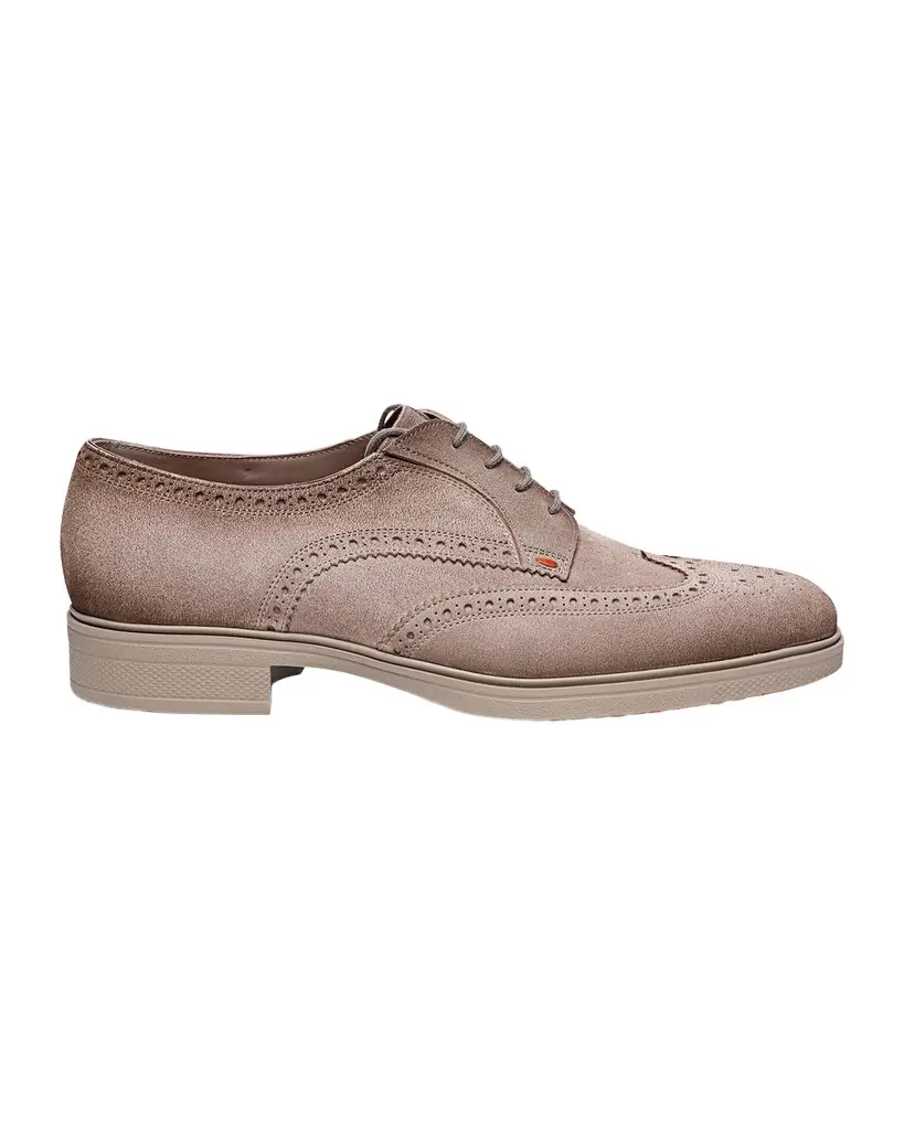 Santoni Men 's Easy Suede Brogue Wingtip Derby Shoes