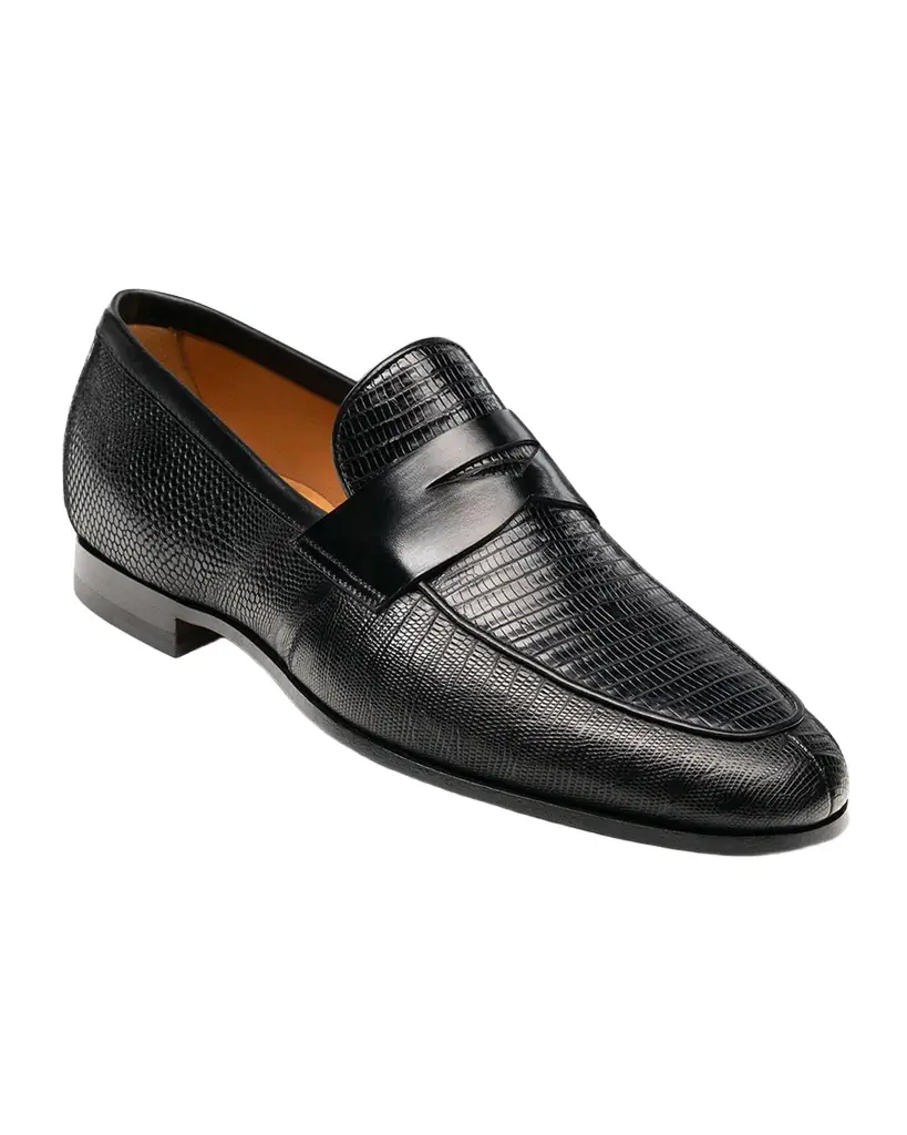Magnanni Men's Vincente Lizard Penny Loafers