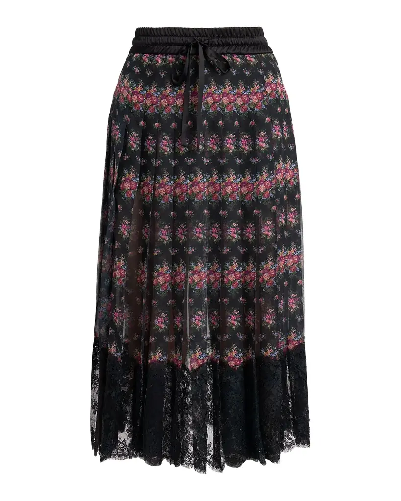 Dolce & Gabbana Small Flower Bouquets-Print Skirt