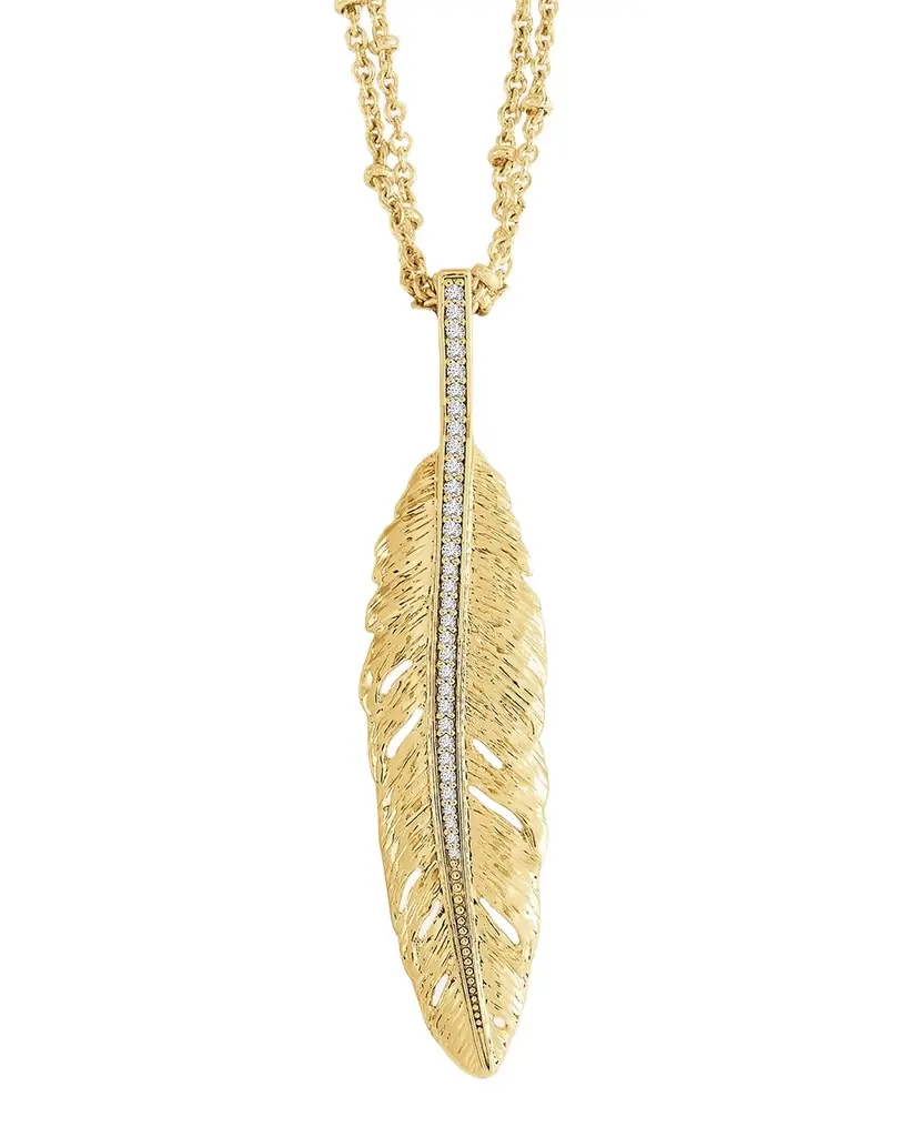 Anabel Aram Jewelry Feather Small Pendant Necklace