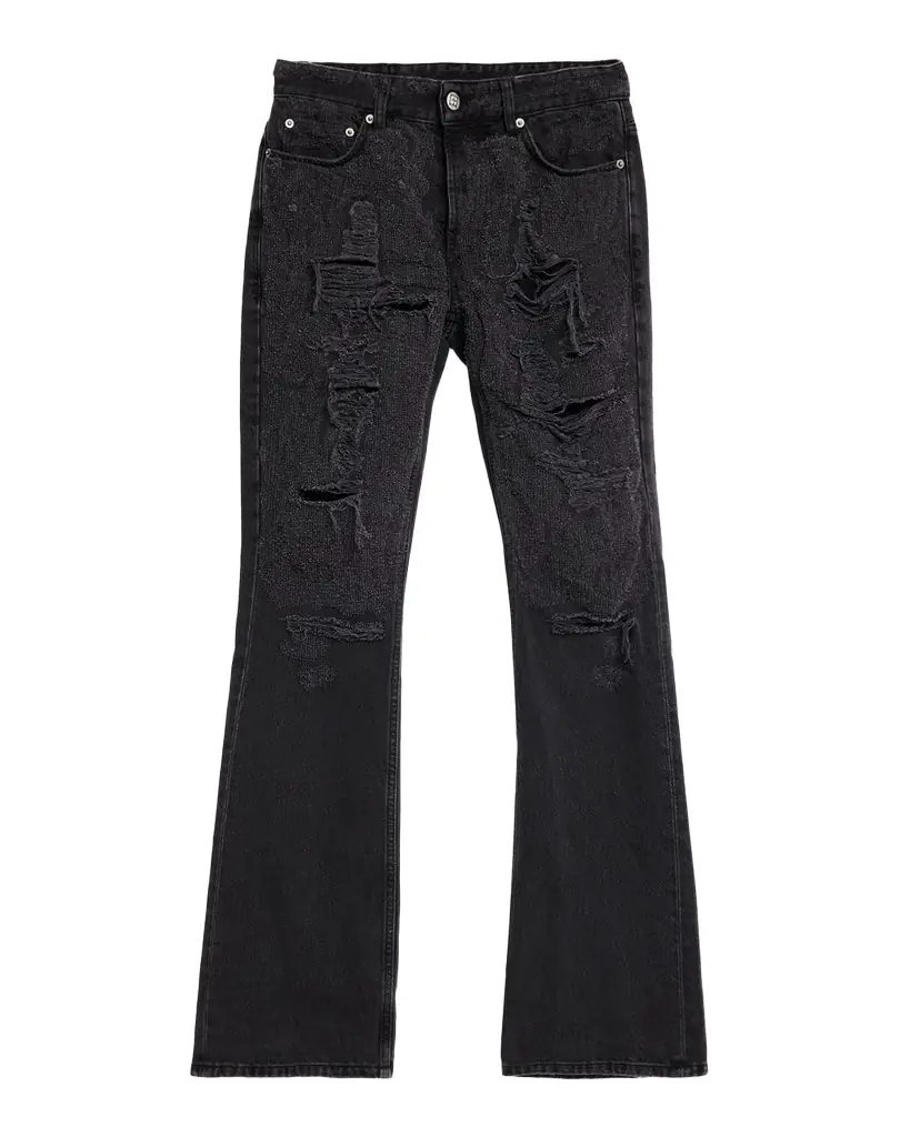 Ksubi Men 's Bronko Asher Trashed Distressed Bootcut Jeans