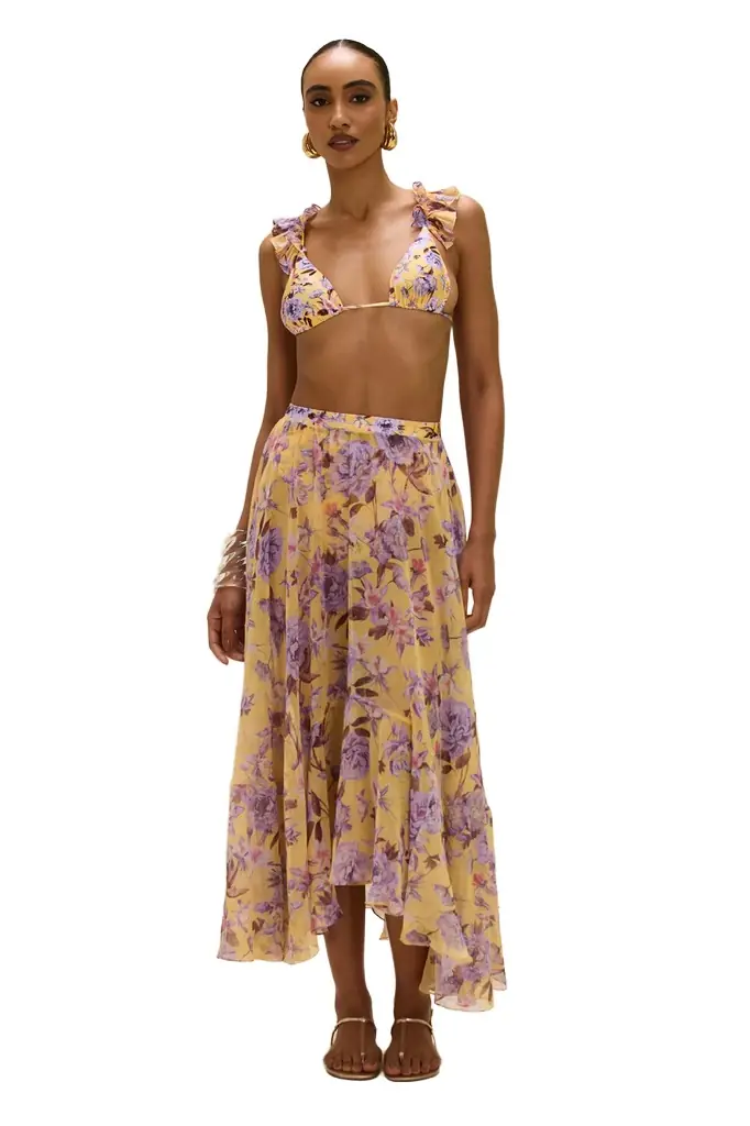 PatBo PEONY PRINT LYCRA MAXI SKIRT