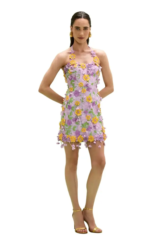 PatBo TULLE PINA EMBROIDERED MINI DRESS