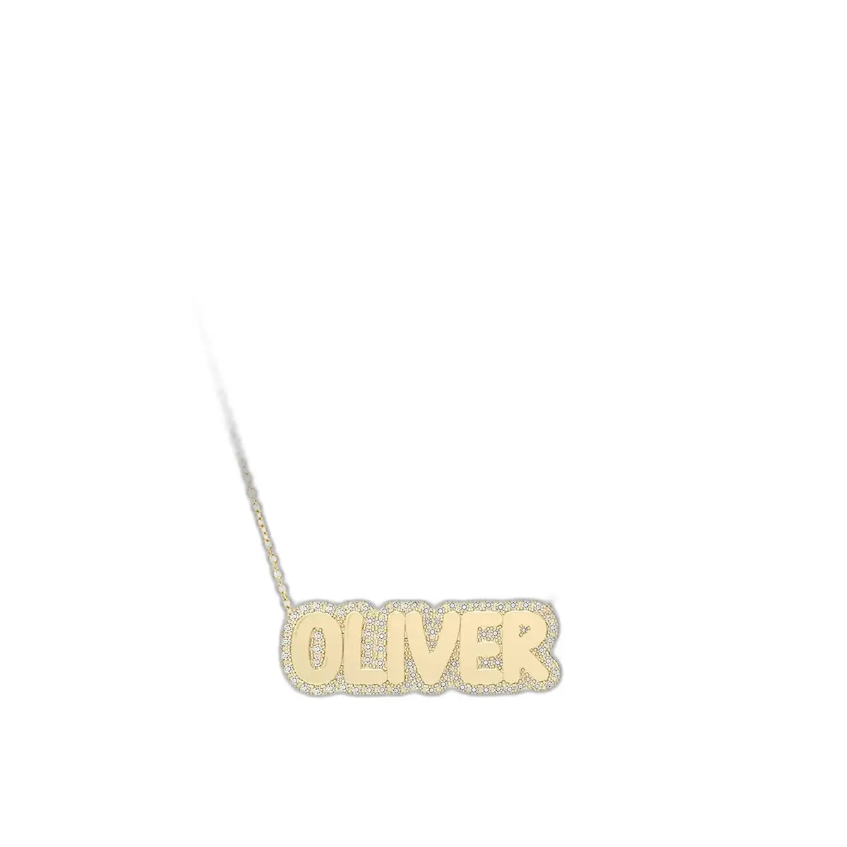 Small Bubble with Pave Outline Necklace