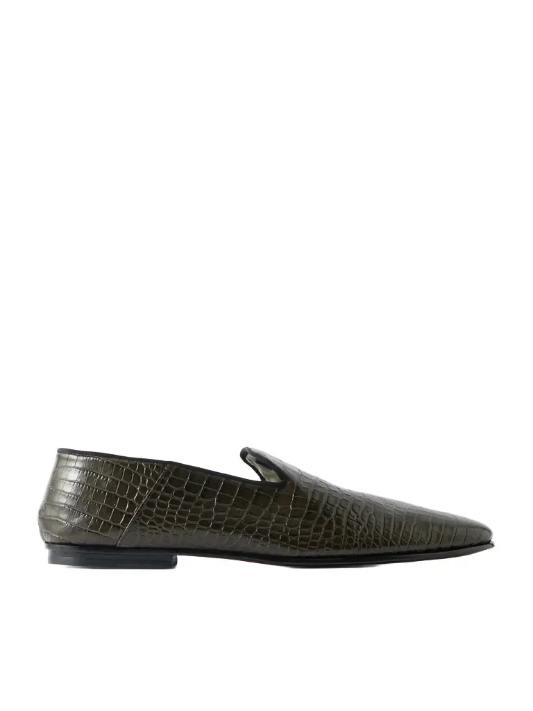 Tom Ford Steven Grosgrain-Trimmed Croc-Effect Leather Loafers - Men