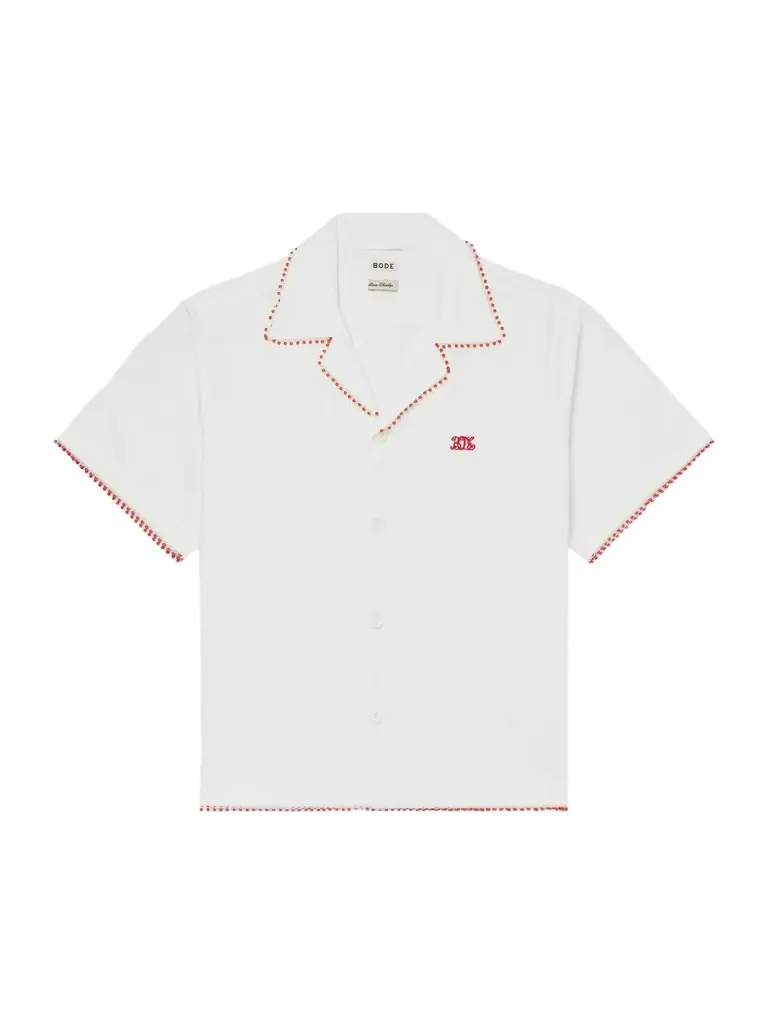 BODE Redbud Camp-Collar Logo-Embroidered Cotton Shirt - Men