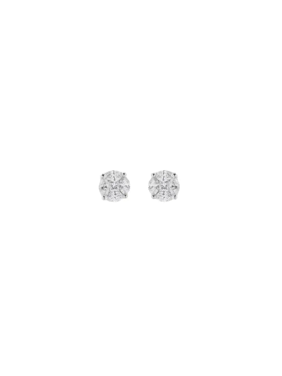 Wish Fine Jewelry 1.88ct Diamond 18K Gold Illusion Stud Earrings