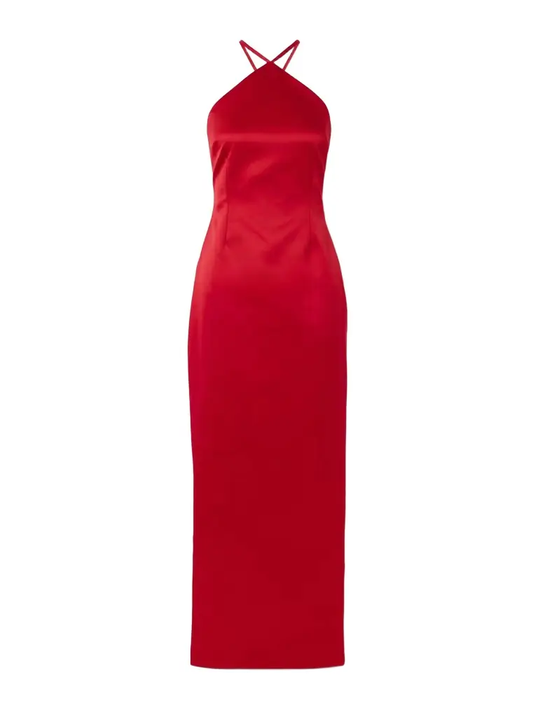 Solace London Fern Tie-detailed Duchesse-satin Gown