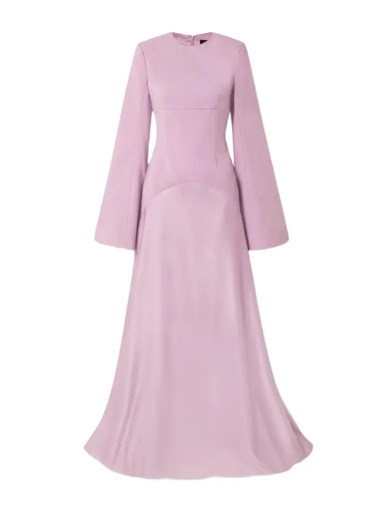 Solace London Claudine Satin-trimmed Crepe Gown
