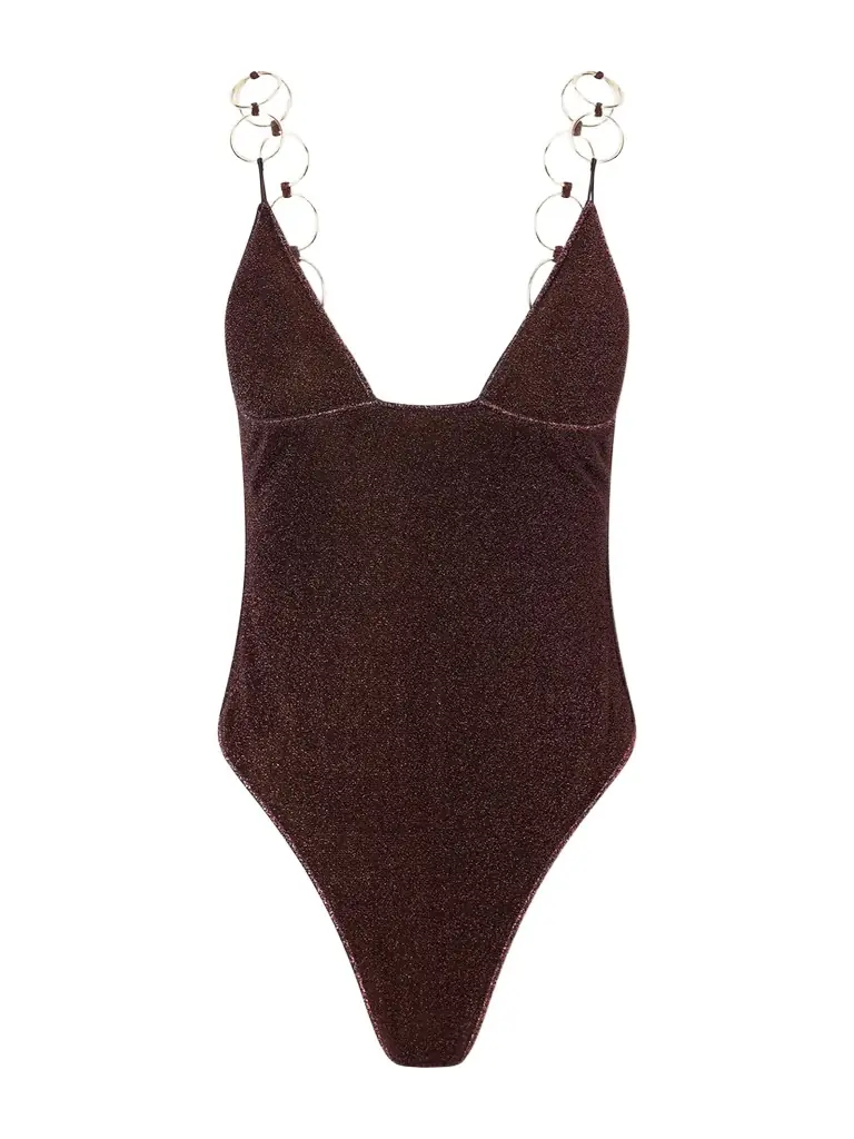 Oséree Lumière Embellished Metallic Swimsuit