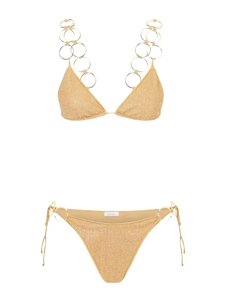 Oséree Lumière Embellished Metallic Triangle Bikini