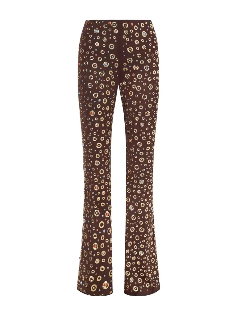 Oséree Studded Stretch-jersey Flared Pants
