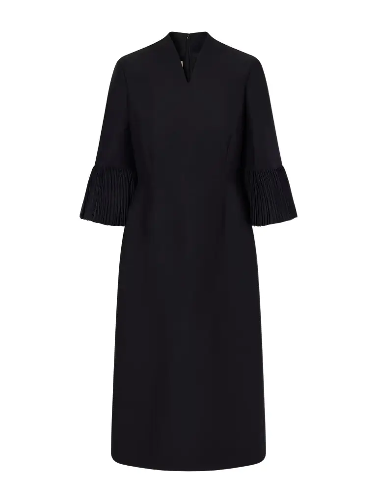 Valentino Garavani Wool And Silk-blend Crepe Midi Dress