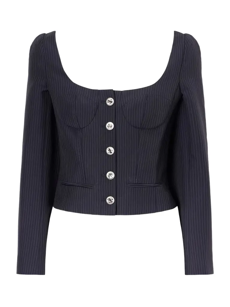 McQueen Cropped Pinstriped Wool And Mohair-blend Jacket