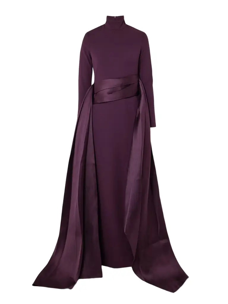 Solace London Olivia Crepe And Draped Satin-twill Gown