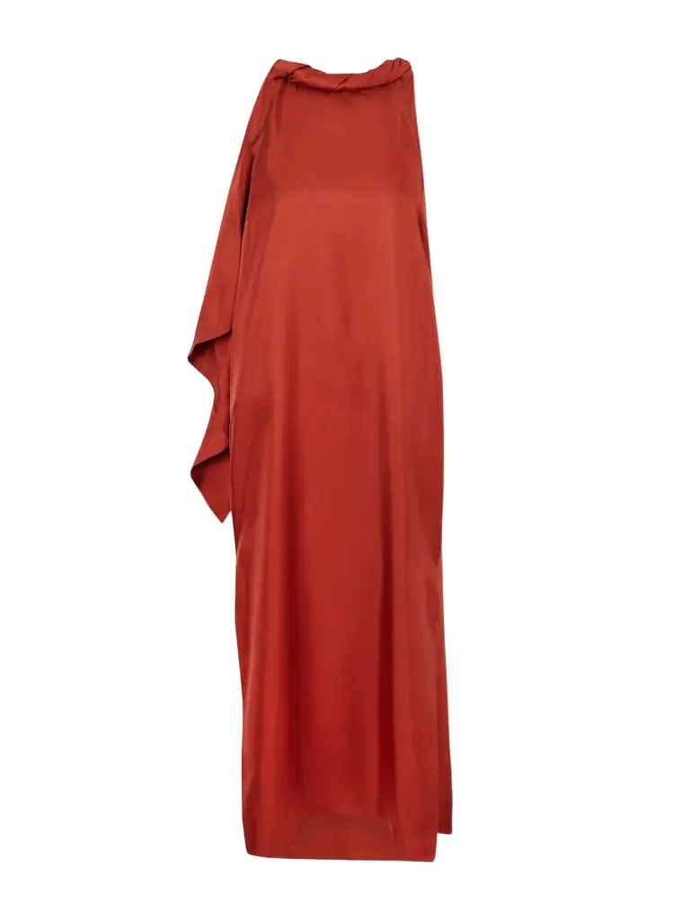Loulou de Saison Susan Tie-detailed Draped Silk-twill Midi Dress