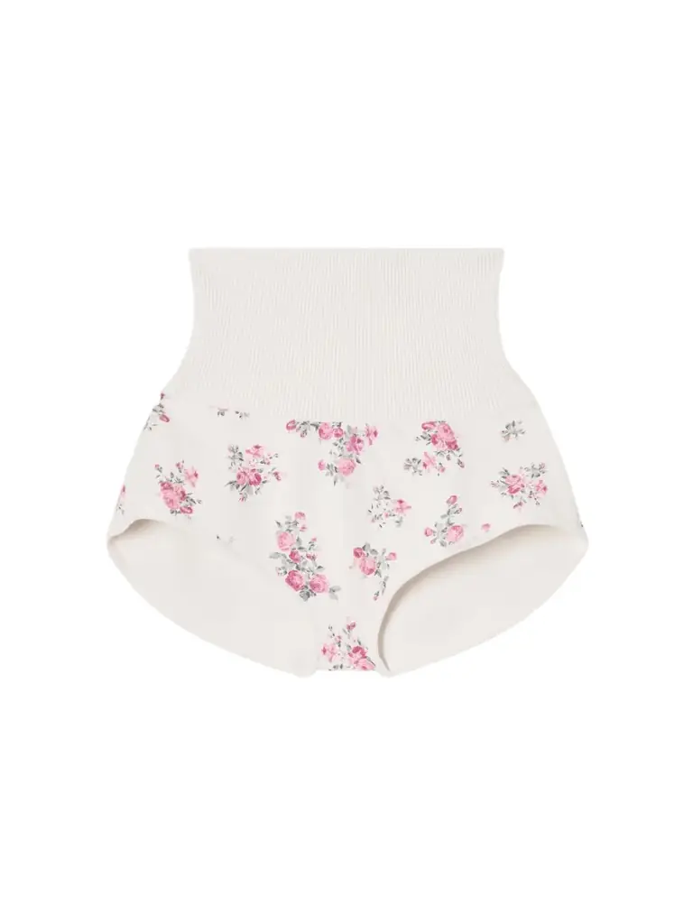 Magda Butrym Ribbed Floral-print Cotton Shorts