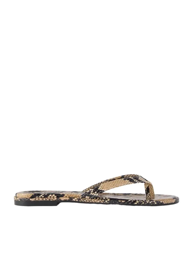 aeyde Melody Snake-effect Leather Flip Flops