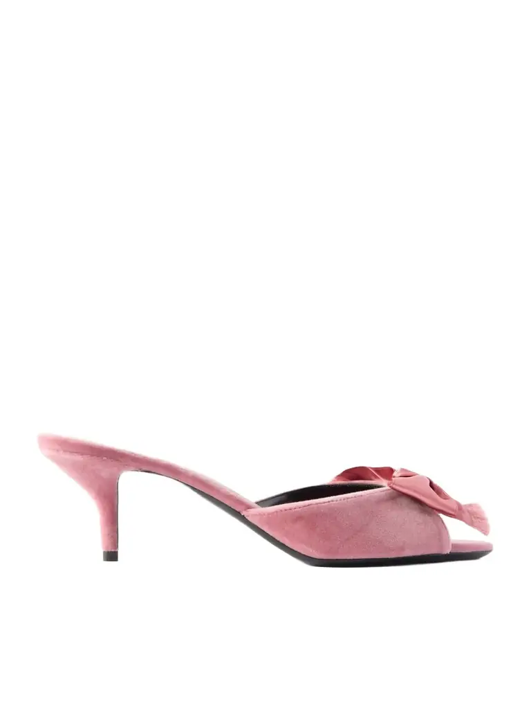 Valentino Garavani Marie A 55 Bow-detailed Satin-trimmed Velvet Mules