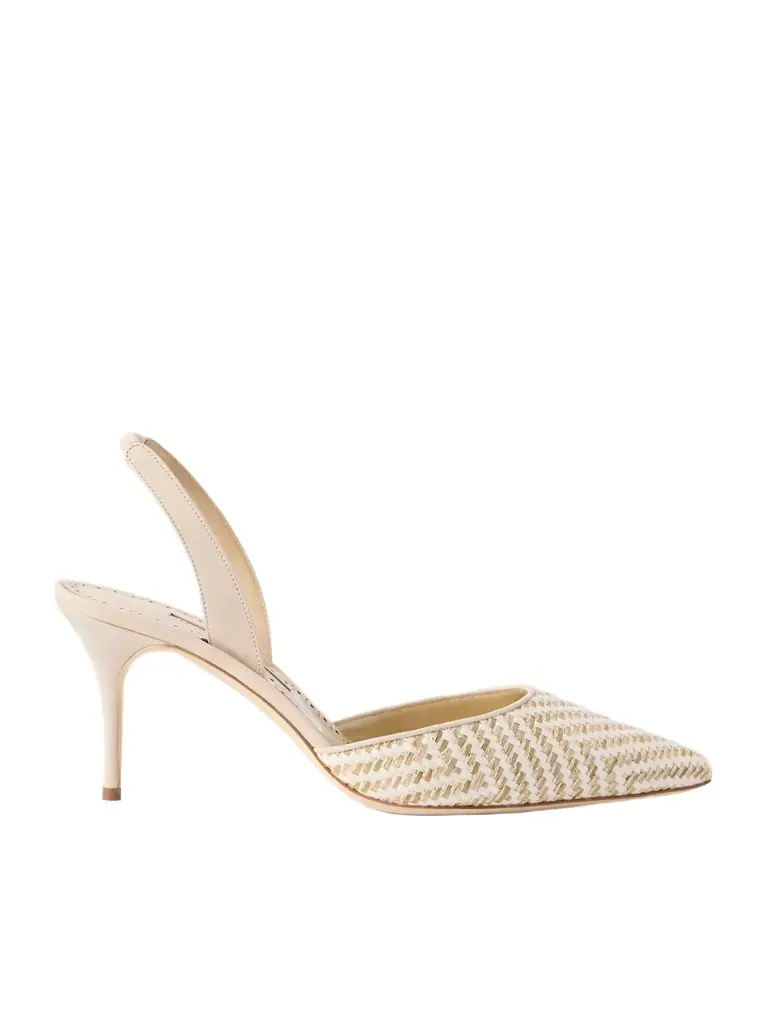 Manolo Blahnik Carolyne 70 Raffia Slingback Pumps