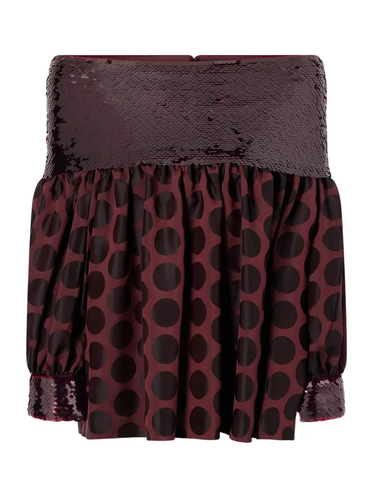 Dima Ayad Off-the-shoulder Sequin-trimmed Polka-dot Faille Blouse