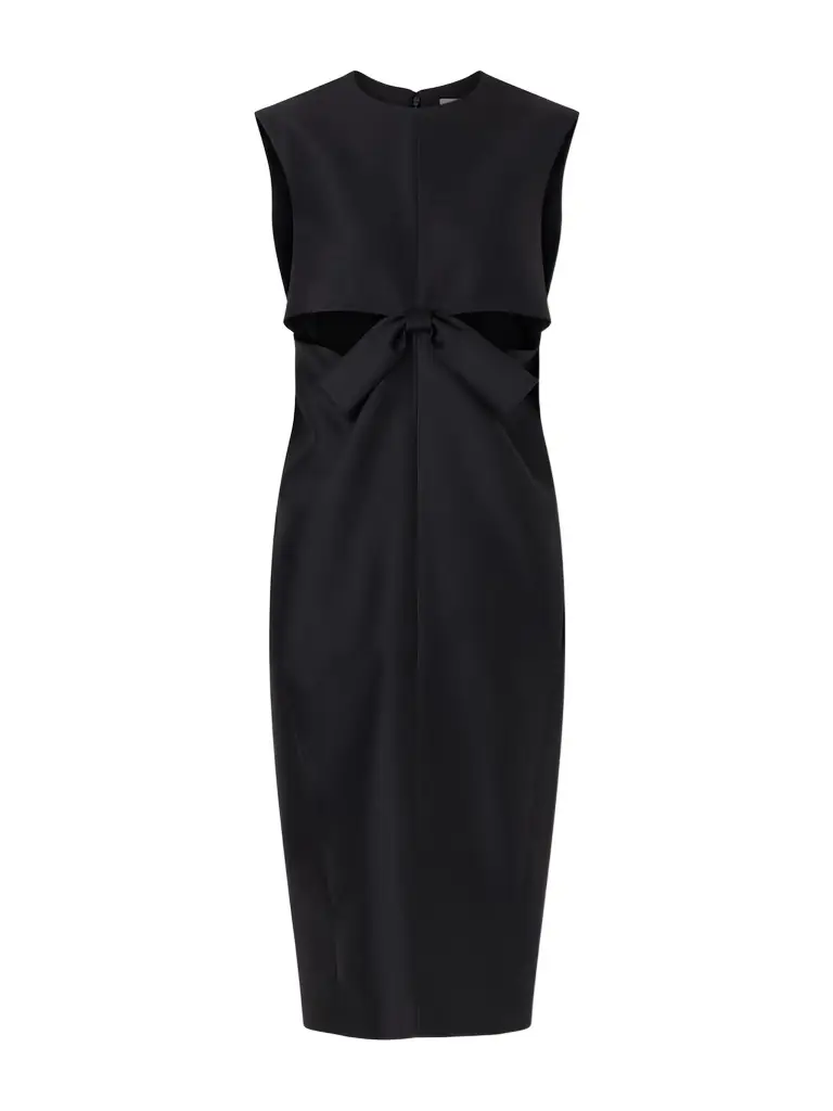 Balenciaga Cutout Draped Wool And Silk-blend Midi Dress