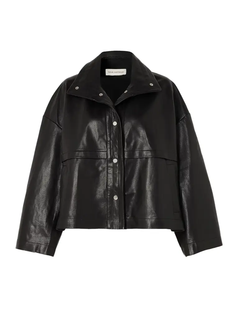 Nour Hammour Park Oversized Textured-leather Jacket