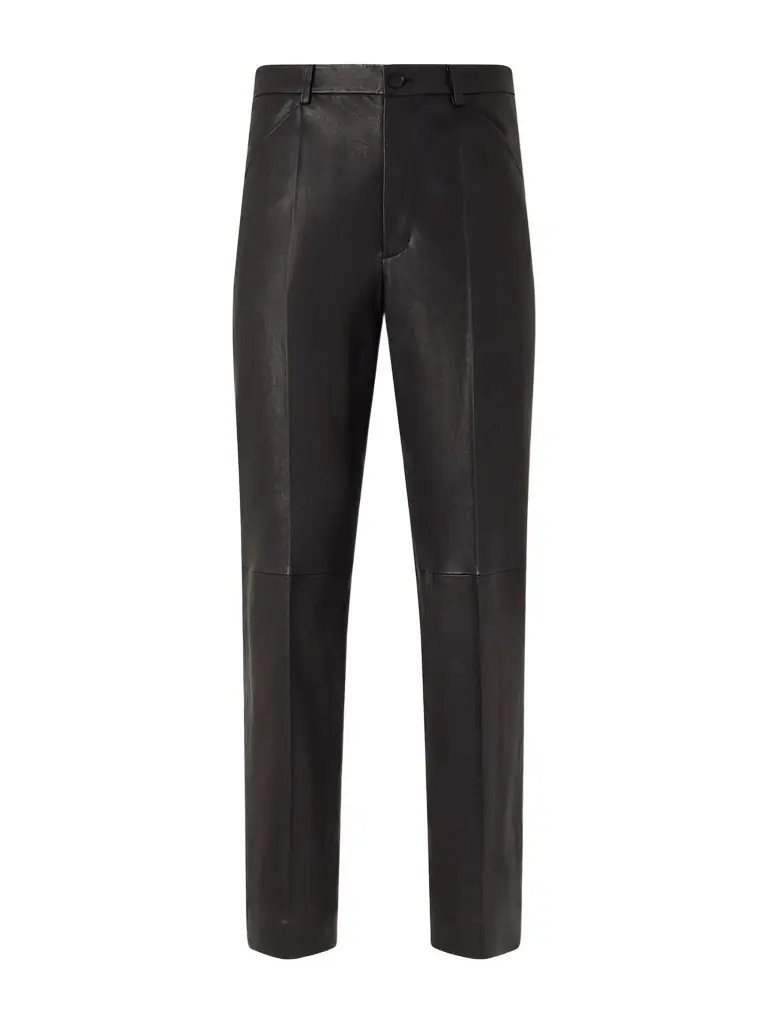 Auralee Straight-Leg Full-Grain Leather Trousers - Men