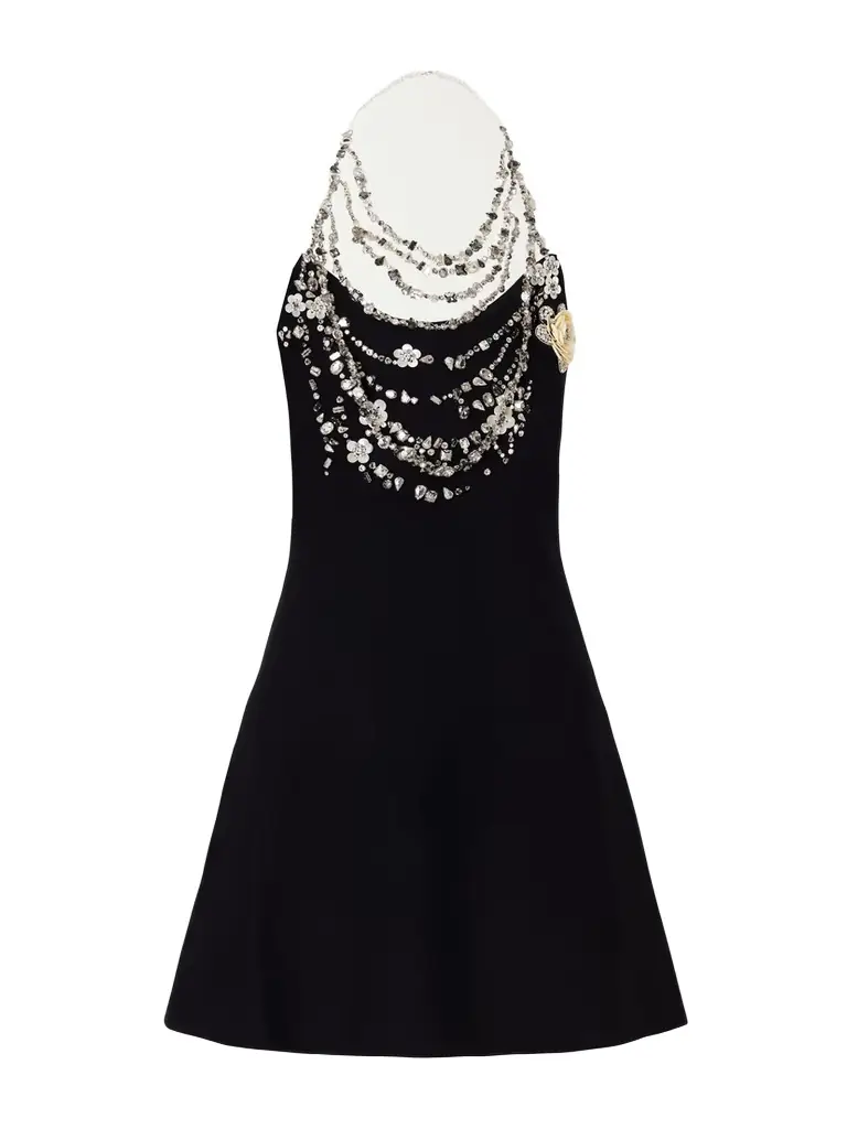Oscar de la Renta Crystal-embellished Crepe Mini Dress