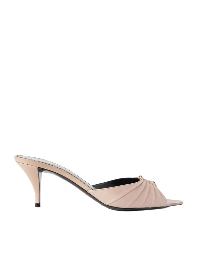 Saint Laurent Babylone Embellished Gathered Leather Mules