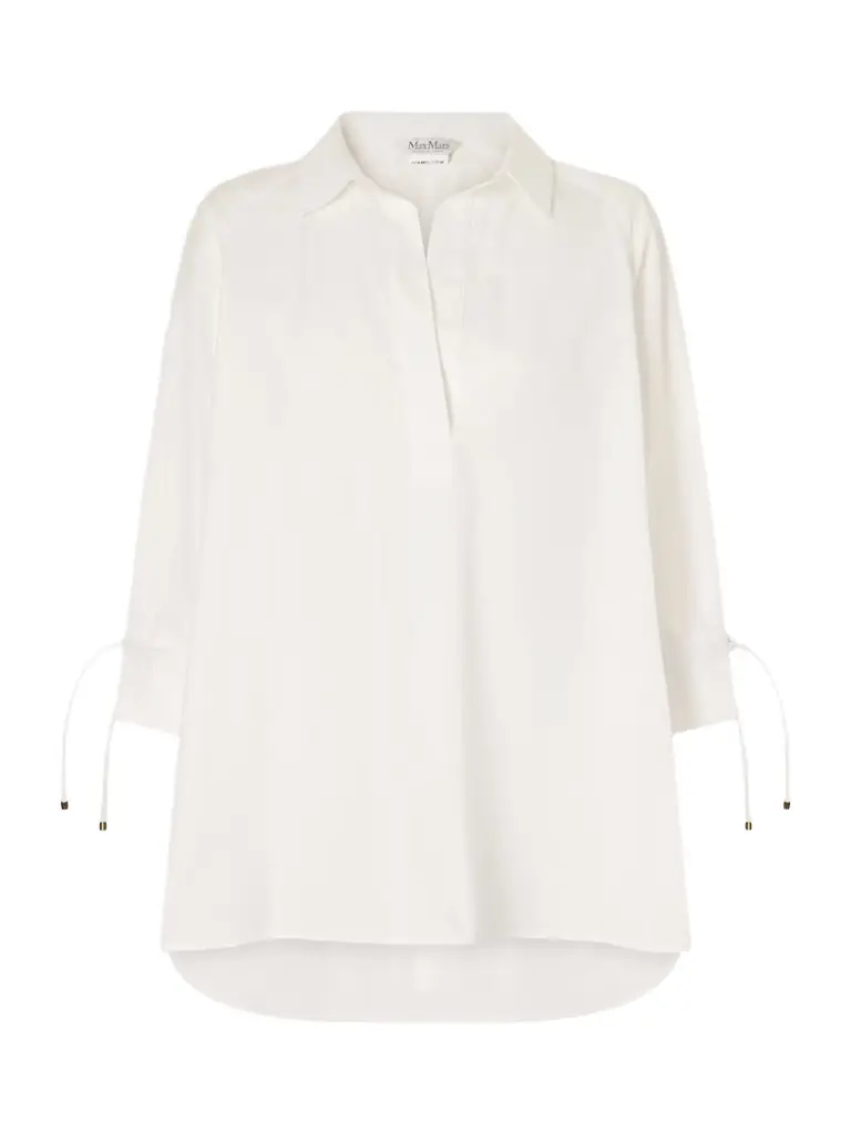 Max Mara Tie-detailed Cotton-poplin Blouse