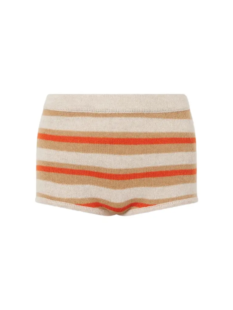 The Elder Statesman Hallie Striped Cashmere Shorts
