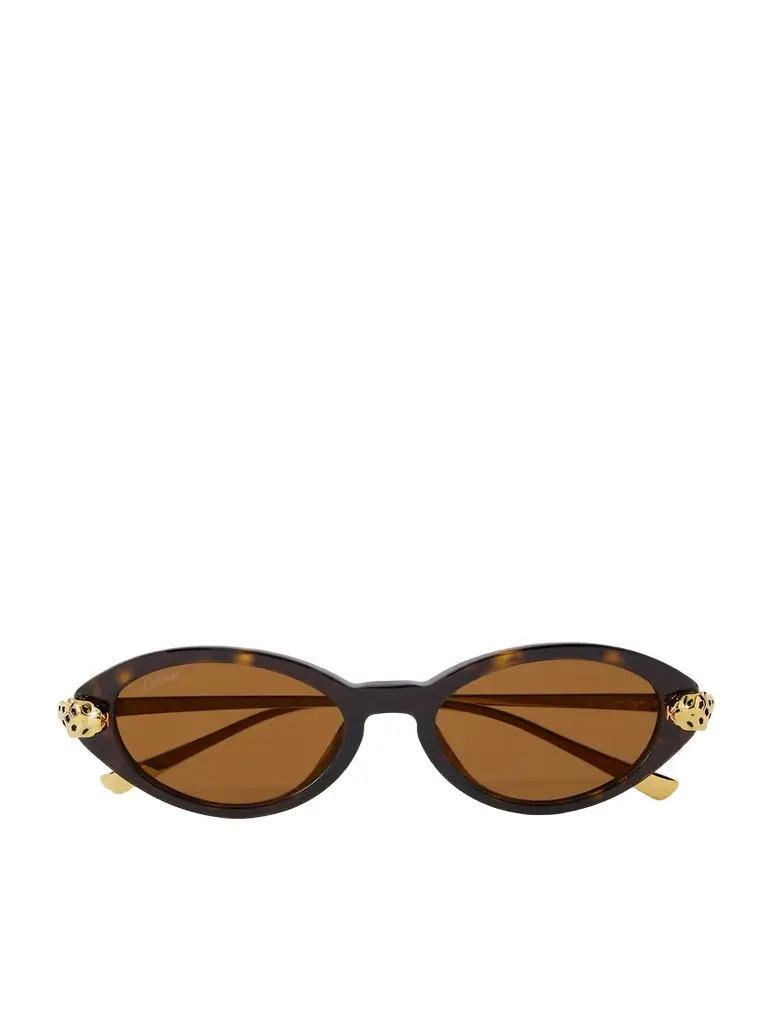 Panthère De Cartier Oval-frame Tortoiseshell Acetate And Gold-tone Sunglasses