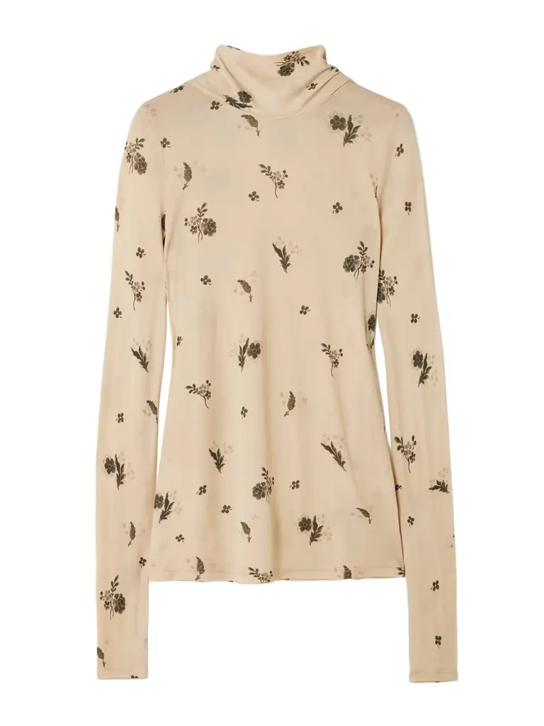 TOTEME Tie-detailed Draped Floral-print Jersey Top
