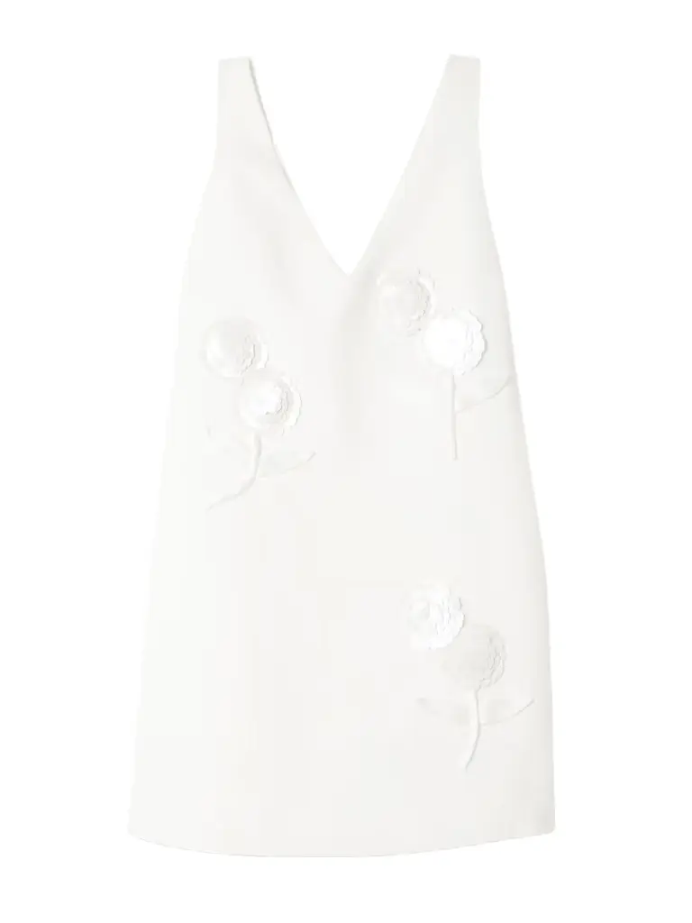 Self-Portrait Appliquéd Embellished Crepe Mini Dress