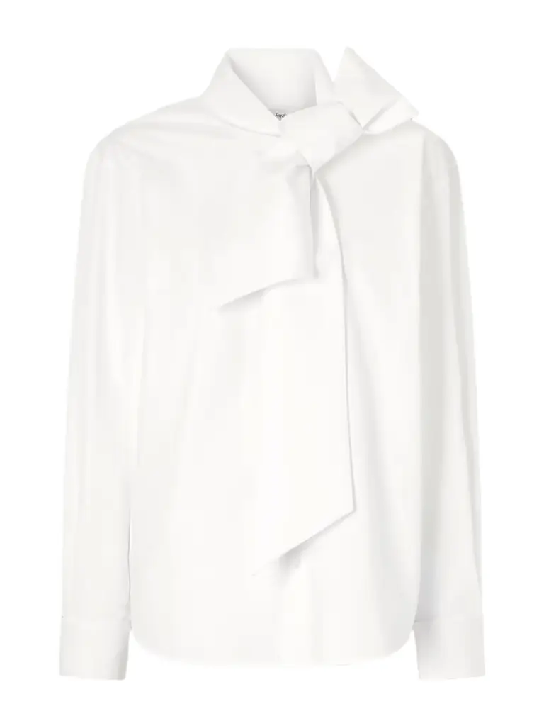 Saint Laurent Scarf-detailed Cotton-poplin Shirt