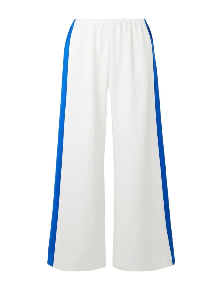 La Ligne Side Stripe Colby Stretch Recycled-crepe Wide-leg Pants