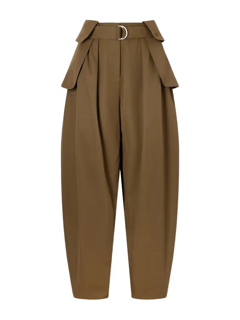 Loewe Belted Pleated Cotton And Silk-blend Wide-leg Pants